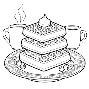 Warme Waffeln mit Sahne Ausmalvorlage für malfreudige Kaffeetrinker