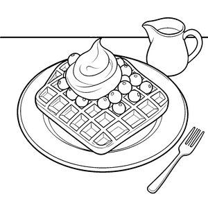 Deftige Waffel mit Beeren Ausmalbild für junge Genießer