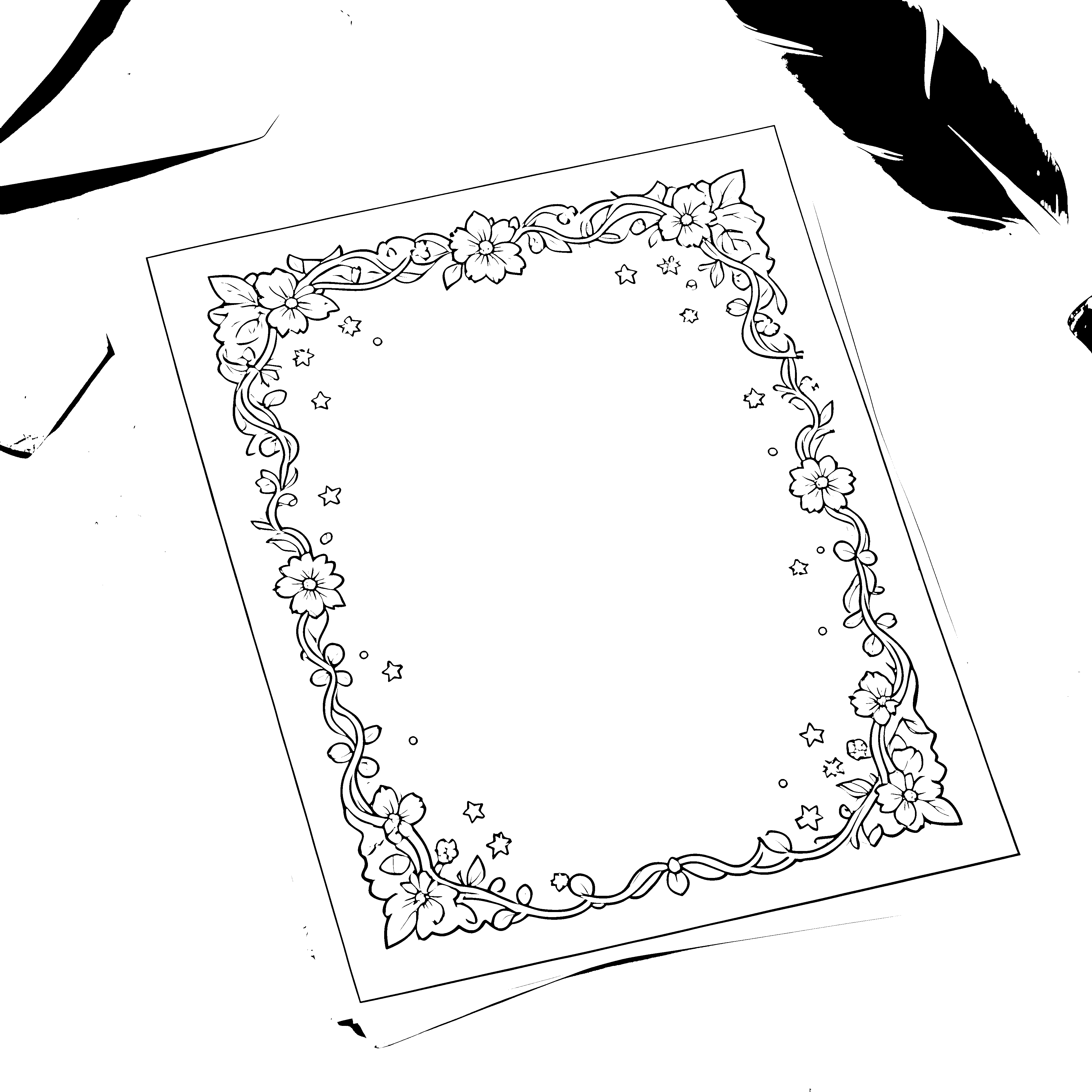 Zierliches Briefpapier mit Blumenrahmen Bastelmotiv für neugierige Schreibfreunde