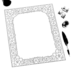 Prachtvolles Briefpapier mit Briefmarken Ausmalbild für kleine Briefschreiber