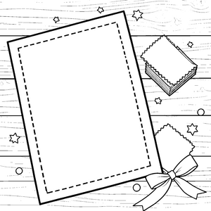 Stilisierte Gutscheine mit Schleife Ausmalbild für malfreudige Papierkünstler