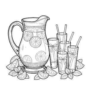 Prächtige Limonade mit Zitronenscheiben Malbild für Getränkeliebhaber