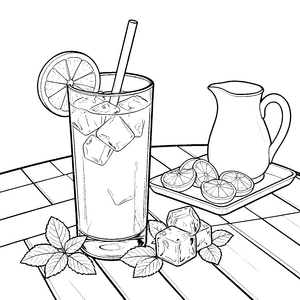 Eisige Limonade mit Zitronenscheibe Ausmalbild für verträumte Durstlöscher