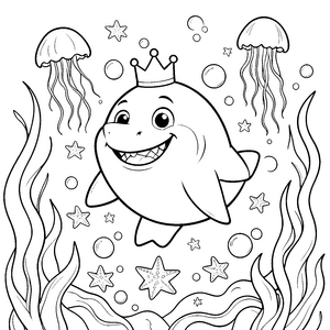 Prinzessinnenhafter Kawaii-Hai mit Quallen-Bastelmotiv für junge Tiefseebewohner