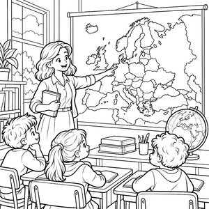 Aufmerksame Europa-Karte im Klassenzimmer Bastelmotiv für verträumte Schulfreunde