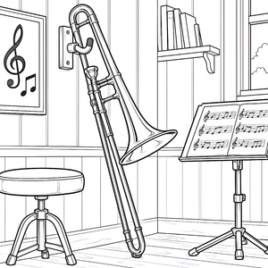 Stimmige Posaune mit Notenständer Bastelmotiv für kreative Musikfreunde