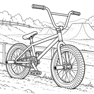 Cooles BMX vor Rampen Ausmalvorlage für kleine Parkbegeisterte