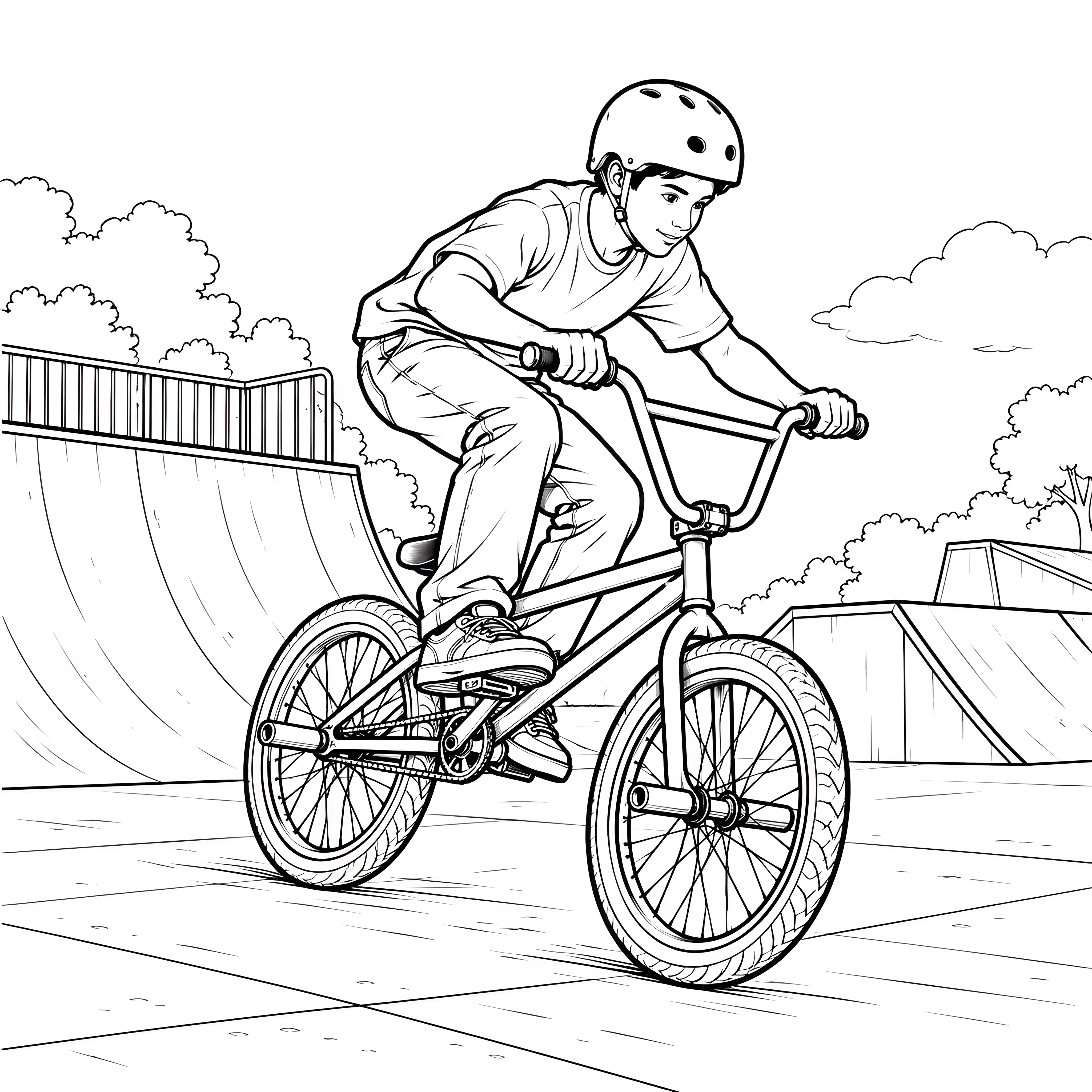 Dynamischer BMX-Fahrer auf Rampe Bastelmotiv für Skaterfreunde
