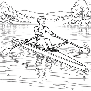 Abenteuerliches Ruderboot auf dem See Malvorlage für neugierige Wasserfreunde