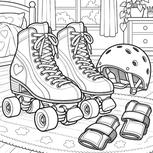 Süße Rollschuhe mit Herzmotiven Bastelvorlage für kleine Sportfreunde