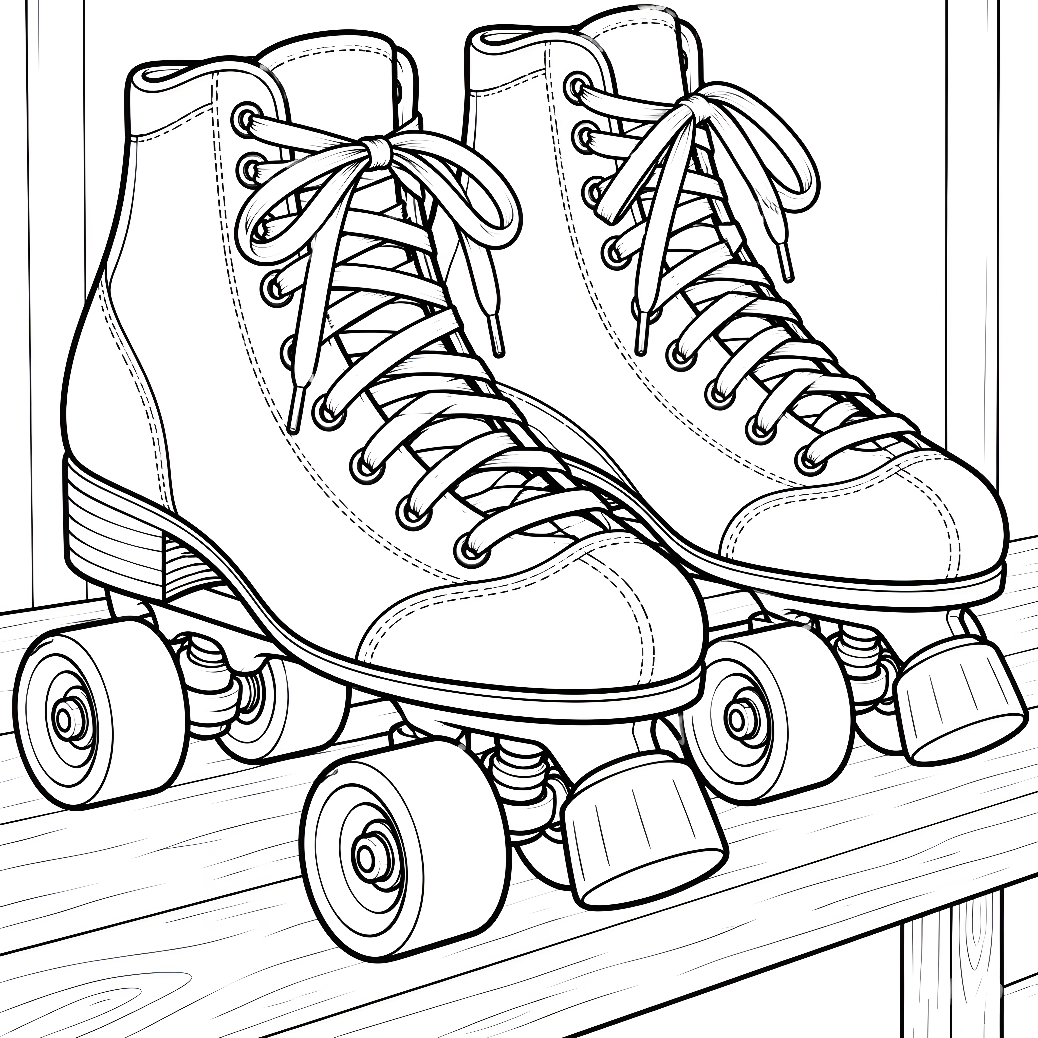 Detailschärfe Rollschuhe mit Schnürsenkeln Malbild für kreative Rollschuhfans