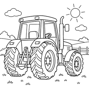 Traktor auf einer Wiese Ausmalbild