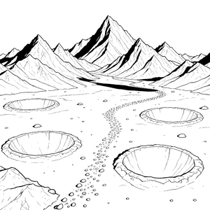 Spektakuläre Mondlandschaft mit Kratern Bastelmotiv für mutige Weltraumfahrer