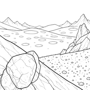 Weite Mondlandschaft mit Kratern Bastelvorlage für Weltraumfreunde