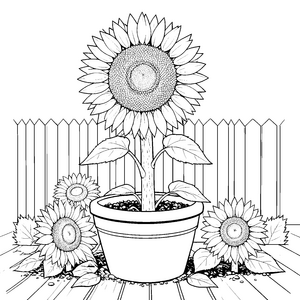 Große Sonnenblume im Topf Bastelmotiv für fröhliche Pflanzenfreunde