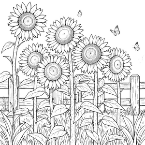 Strahlende Sonnenblumen mit Schmetterlingen Bastelvorlage für kleine Schmetterlingsfreunde