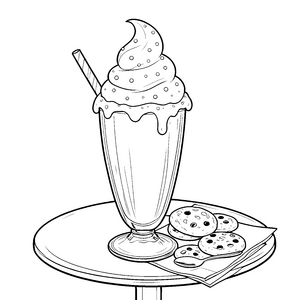 Üppiger Milchshake mit Keksen Ausmalbild für fröhliche Genießer