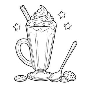 Schlagkräftiger Milchshake mit Löffel Bastelmotiv für verträumte Gebäckfreunde
