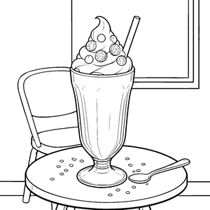 Bunter Milchshake mit Kiwi Ausmalbild für Genussfreunde