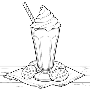 Appetitlicher Milchshake mit Keksen Ausmalvorlage für verträumte Keksfans