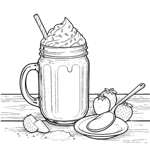 Beerenreicher Milchshake im Glas Ausmalvorlage für Naschkatzen
