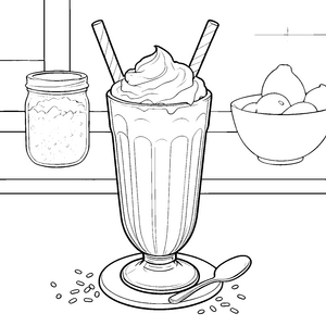 Frostiger Milchshake mit Sahnehaube Ausmalvorlage für Dessertfans