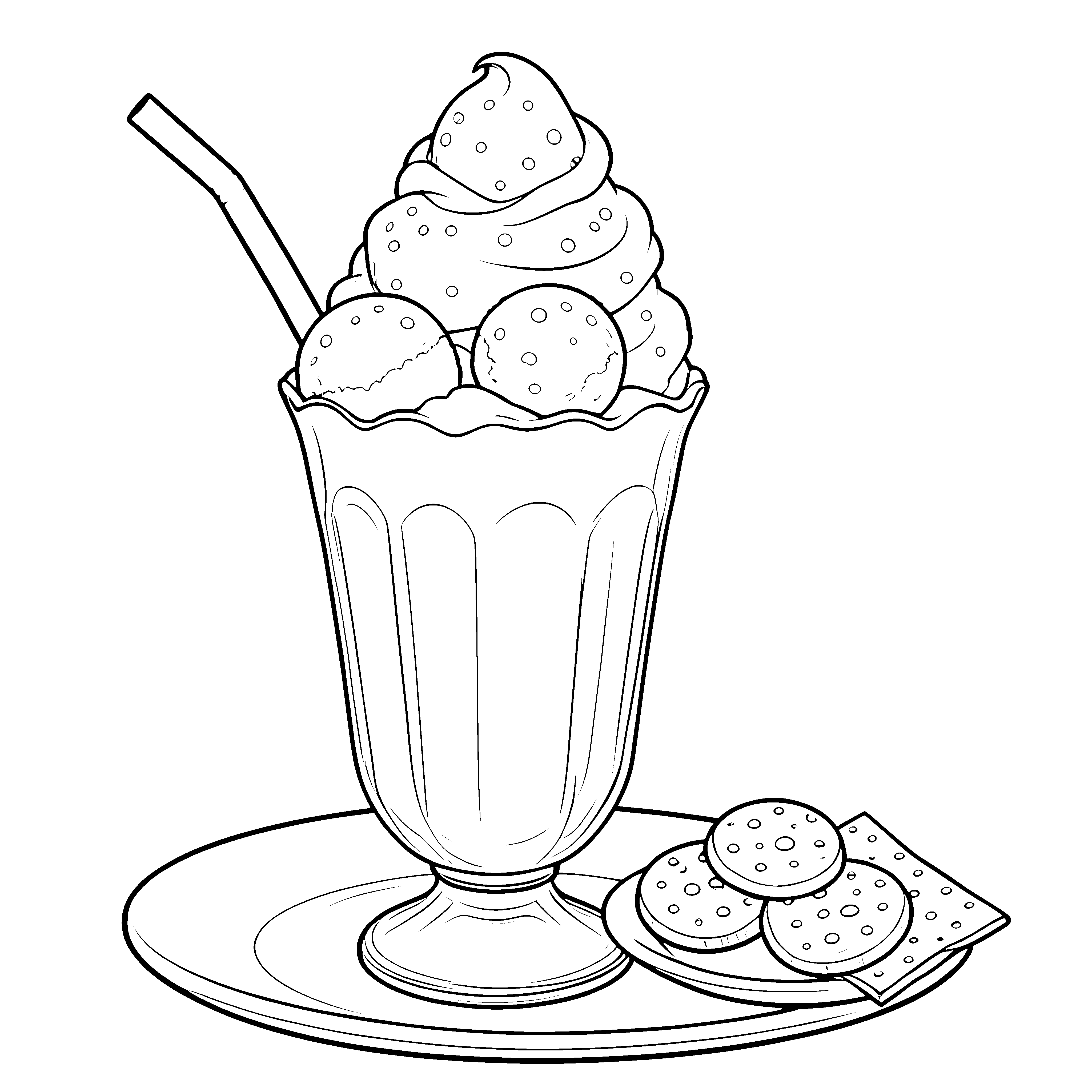 Frostiger Milchshake mit Keksen Malbild für neugierige Süßigkeitenliebhaber