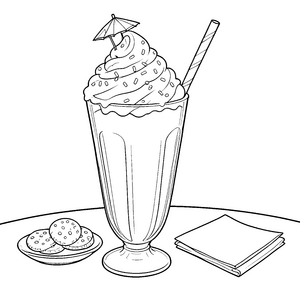 heerlicher Milchshake mit Schirmchen Ausmalvorlage für Dessertfreunde