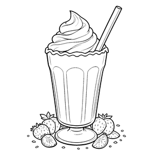 Leckerer Milchshake mit Erdbeeren Bastelvorlage für junge Obstfreunde