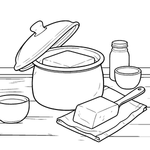 Frische Butter im Topf Bastelvorlage für junge Küchenhelfer