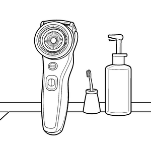 Moderner elektrischer Rasierer mit Bürste Ausmalbild für Friseure