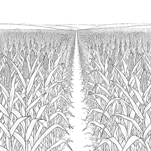 Endlose Maisreihen mit Kolben Malvorlage für neugierige Landwirtschaftsfreunde