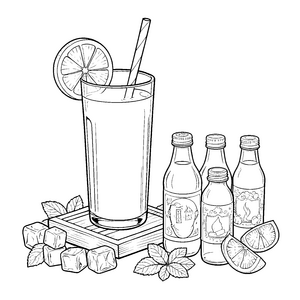 Erfrischende Limonade mit Strohhalm und Zitronen Bastelmotiv für fröhliche Sommerfreunde