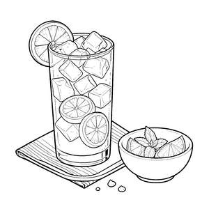 Eiskalte Limonade mit Zitronenscheiben Malvorlage für kleine Durstlöscher