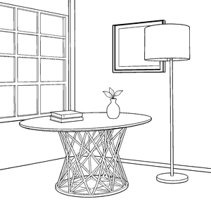 Eleganter Designertisch mit Gitterstruktur Bastelvorlage für kreative Innendesigner