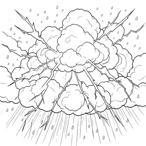Spektakuläres Gewitter mit Blitzen Ausmalbild für verträumte Himmelsfreunde