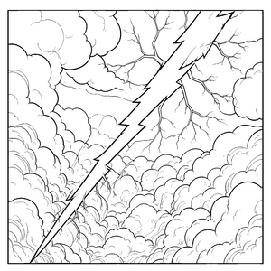 Dramatisches Gewitter mit Blitzen und Wolken Malbild für malfreudige Naturbegeisterte