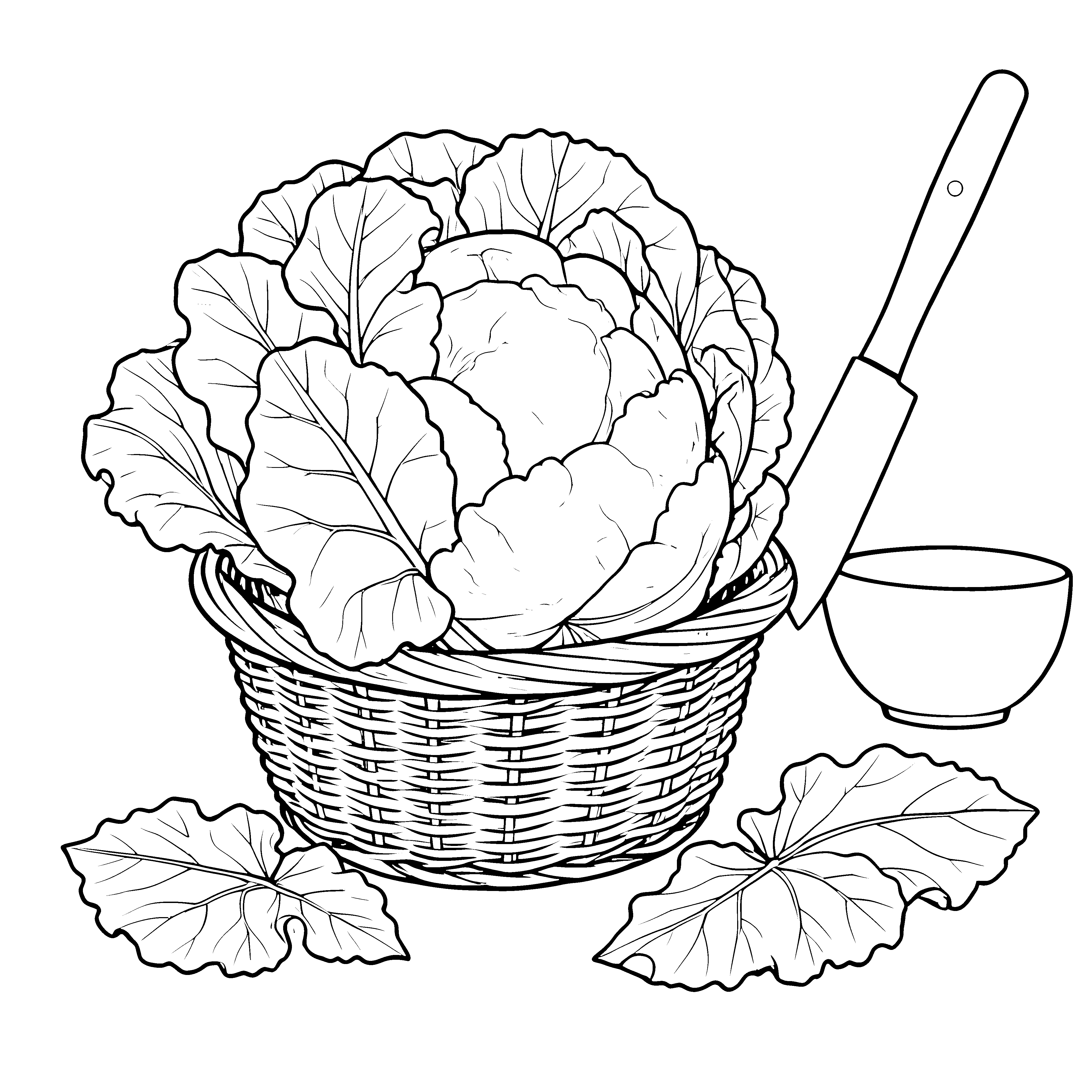 Reifer Rotkohl im Korb Malbild für fröhliche Naschfreunde