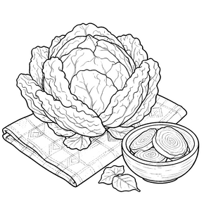 Detailreicher Rotkohl auf Tuch Malbild für Gemüseliebhaber