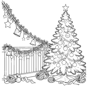 Festlicher Weihnachtsbaum mit Glocken Bastelmotiv für kreative Tannenbaumfreunde