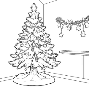 Prunkvoller Weihnachtsbaum mit Girlande Malvorlage für fröhliche Festtagshelfer