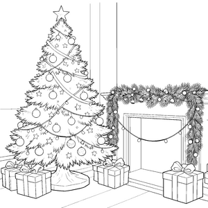 Glitzernder Weihnachtsbaum mit Geschenken Bastelvorlage für malfreudige Schmuckfreunde