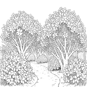 Üppige Sträucher am Gartenweg Bastelmotiv für kreative Gartenfreunde