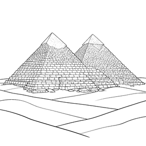 Monumentale Pyramiden in der Wüste Malvorlage für Geschichtsfreunde