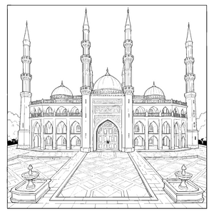Imposanter Palast mit Minaretten Malbild für malfreudige Forscher