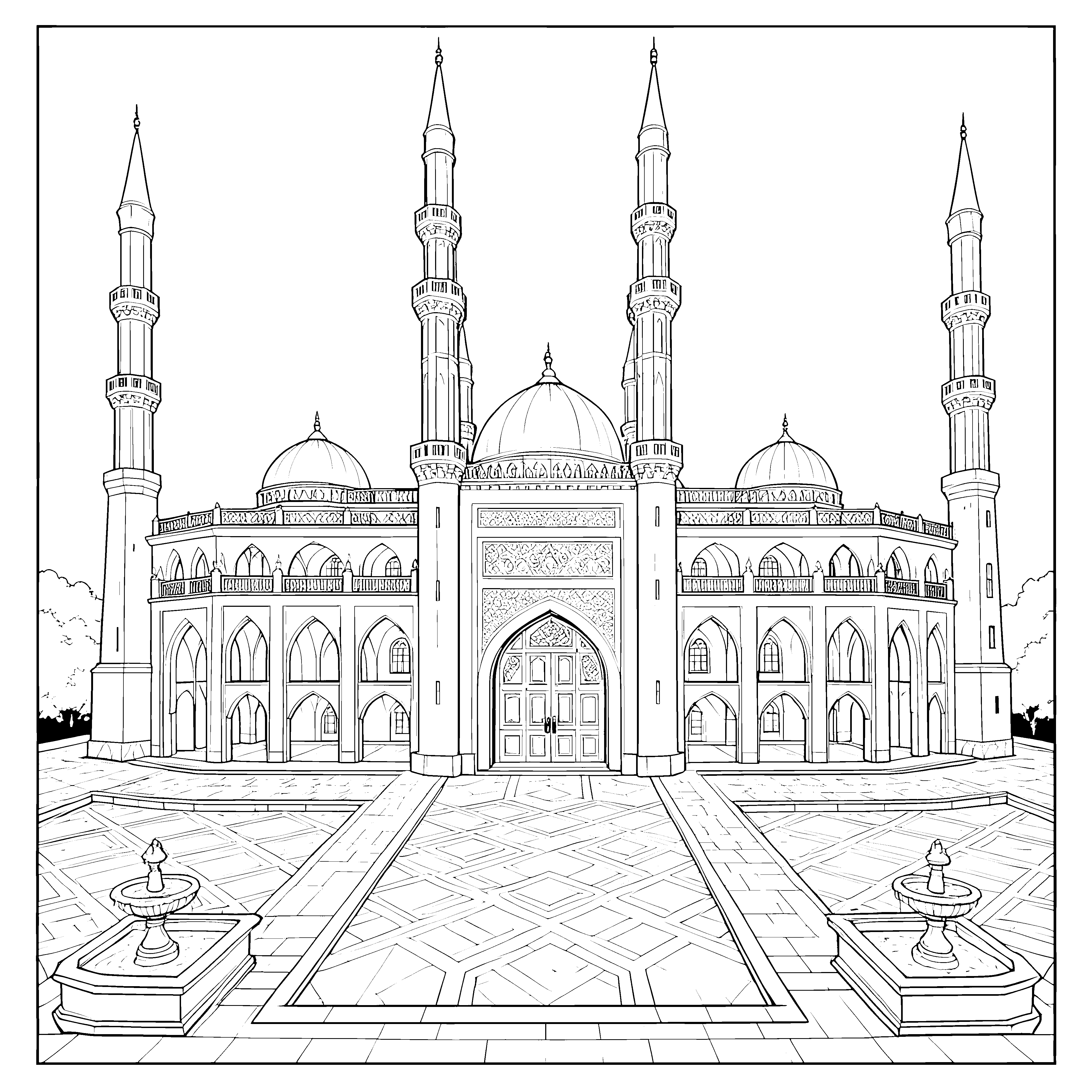 Imposanter Palast mit Minaretten Malbild für malfreudige Forscher