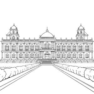 Erhabener Palast mit Kuppel und Treppe Ausmalbild für malfreudige Geschichtsfreunde