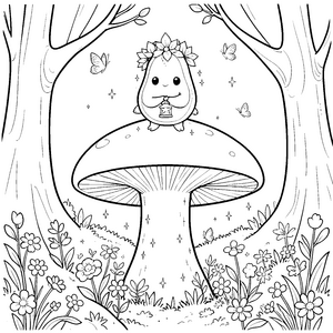 Geheimnisvolle Kawaii Avocado mit Laterne Malbild für Abenteurer
