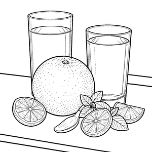 Erfrischende Limetten mit Gläsern Ausmalbild für Wasserratten