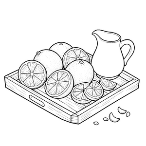 Erfrischende Limetten auf dem Holztablett Ausmalbild für Naturfreunde